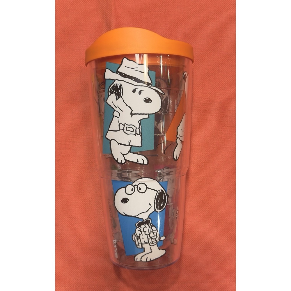 TERVIS Tumbler Snoopy Peanuts Cartoon w/Orange Lid Joe Cool 24oz Insulated Cup